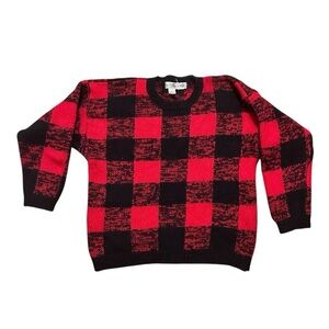 Gap Vintage Red & Black 100% Wool Buffalo Check Sweater | Cozy Heritage | S